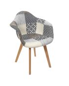2 Fauteuils Patchwork blanc/gris/marron - 59x85x63.8 cm