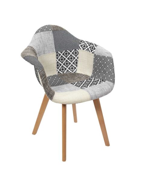 2 Fauteuils Patchwork blanc/gris/marron - 59x85x63.8 cm