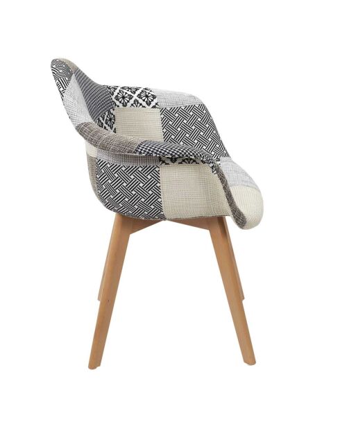 2 Fauteuils Patchwork blanc/gris/marron - 59x85x63.8 cm