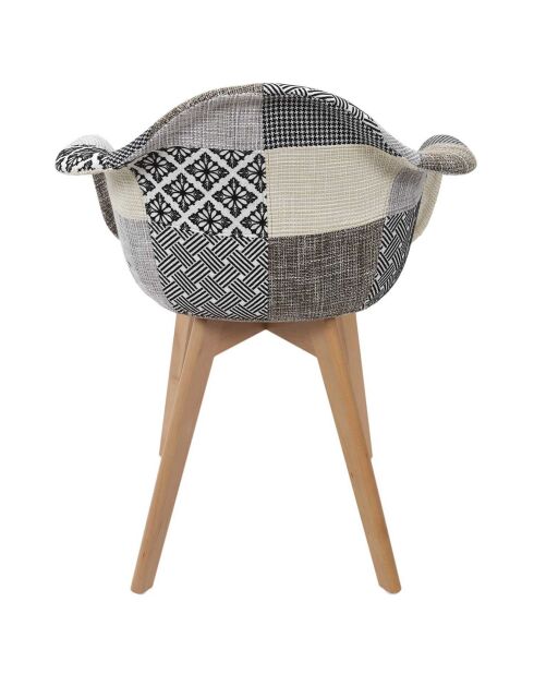 2 Fauteuils Patchwork blanc/gris/marron - 59x85x63.8 cm