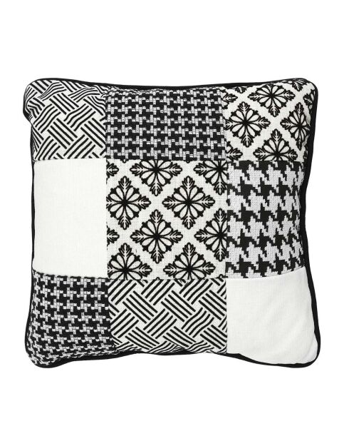 Patchworkkissen mit abnehmbarem Bezug weiß/schwarz - 40x40x40 cm