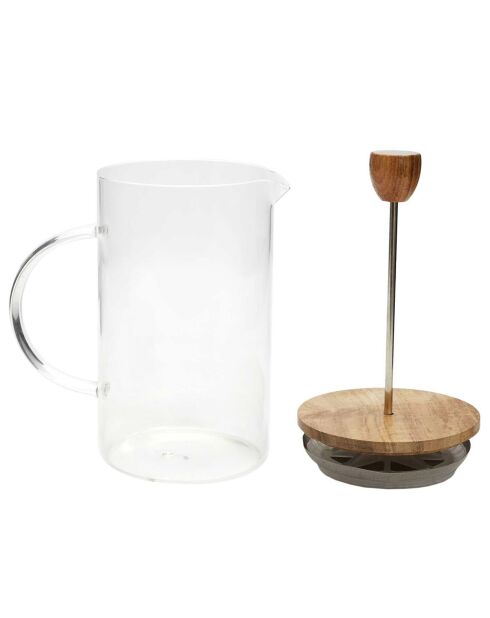 Cafetiere à Piston Verre Acacia transparente - 14x19x9.6 cm