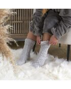 Chaussettes Tressées Sherpa grises - 42x2x11 cm