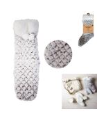 Chaussettes Sherpa Imitation Fourrure grise - 12x46x1 cm