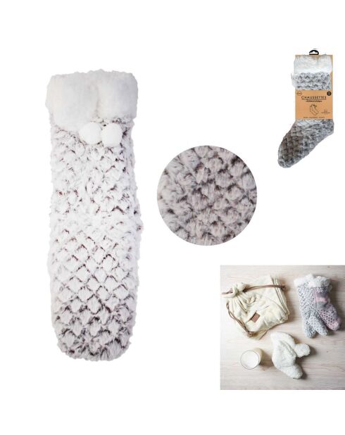 Chaussettes Sherpa Imitation Fourrure grise - 12x46x1 cm