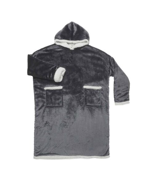 Sweat Plaid Long Sherpa gris - 170x83x2 cm