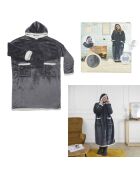 Sweat Plaid Long Sherpa gris - 170x83x2 cm
