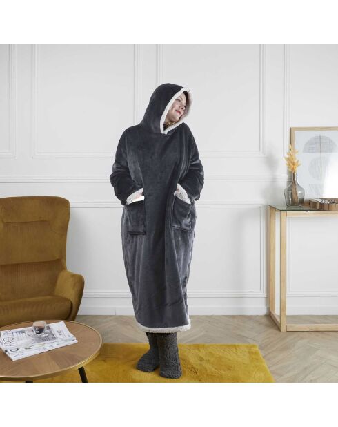 Sweat Plaid Long Sherpa gris - 170x83x2 cm