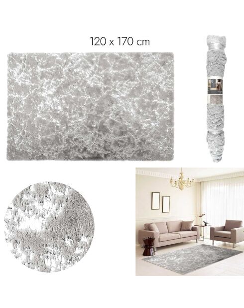 Tapis Imitation Fourrure gris/argenté - 120x170 cm