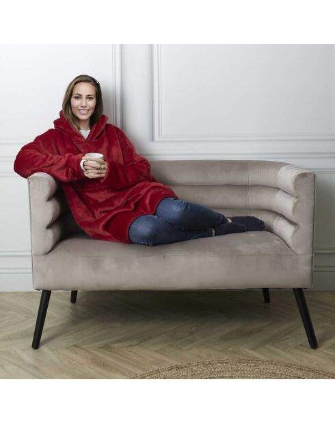 Sweat à Capuche Interieur Sherpa rouge - 118x85x2 cm