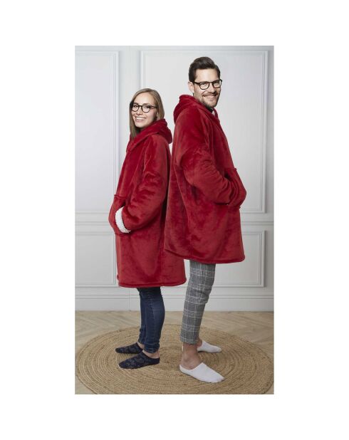 Sweat à Capuche Interieur Sherpa rouge - 118x85x2 cm