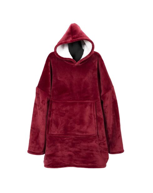 Sweat à Capuche Interieur Sherpa rouge - 118x85x2 cm