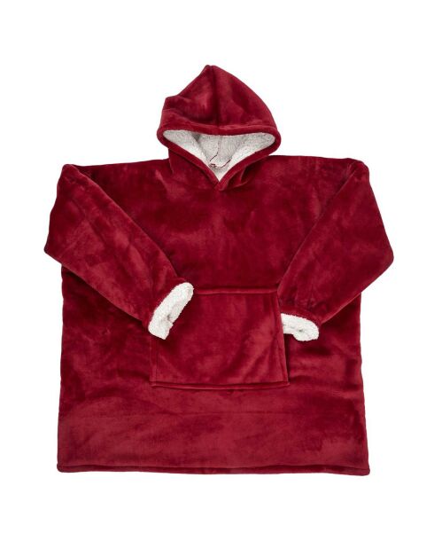 Sweat à Capuche Interieur Sherpa rouge - 118x85x2 cm