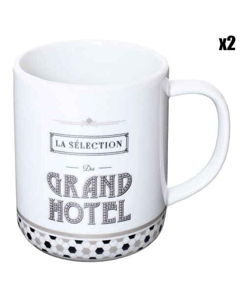 2 Mugs Grand Hotel blanc/noir - 30 cl