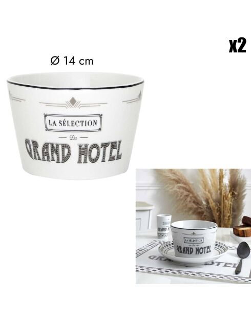 2 Coupelles Grand Hotel blanc/noir - 14x7x14 cm