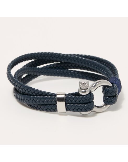 Blauwe leren armband