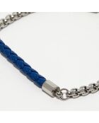 Brazalete con barra de acero y cuero azul