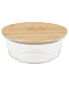 Boîte de conservation ronde avec couvercle en bambou transparente - 40cl