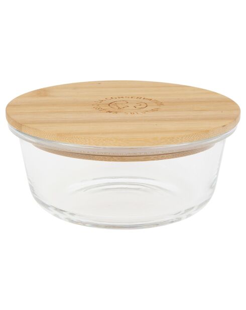 Boîte de conservation ronde avec couvercle en bambou transparente - 40cl