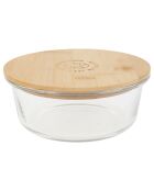 Boîte de conservation ronde avec couvercle en bambou transparente -  62cl