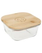 Boîte de conservation carrée avec couvercle en bambou transparente - 52cl