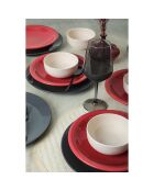 Service de table en céramique noir/rouge/blanc- 18 pièces