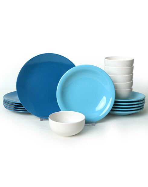 Service de table en céramique  bleu/blanc - 18 pièces