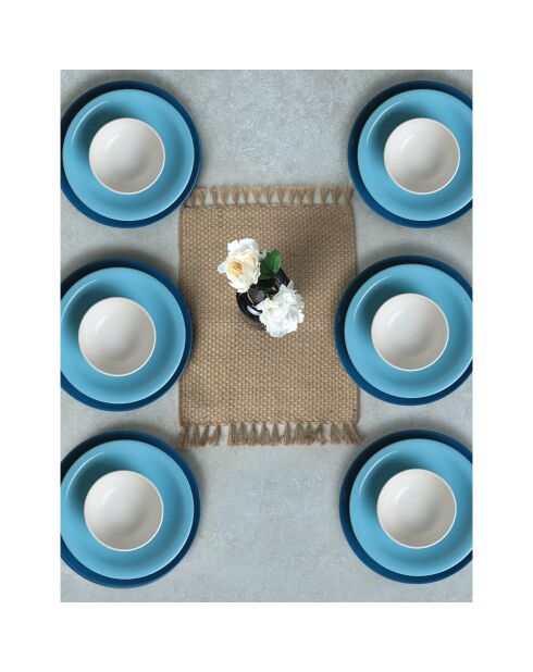 Service de table en céramique  bleu/blanc - 18 pièces