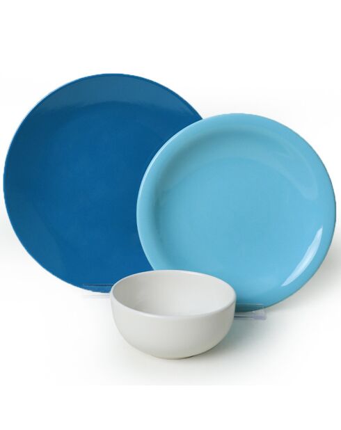 Service de table en céramique  bleu/blanc - 18 pièces
