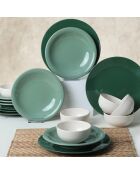 groen/witte keramische dinerset - 18 stuks