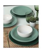 groen/witte keramische dinerset - 18 stuks