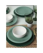groen/witte keramische dinerset - 18 stuks