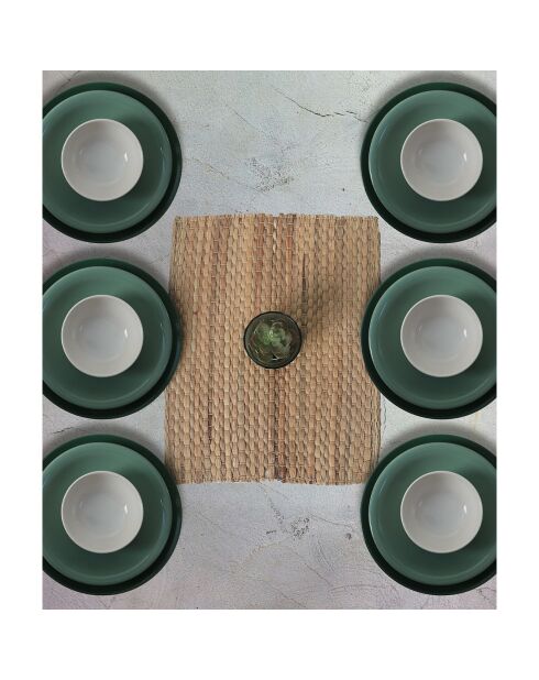 groen/witte keramische dinerset - 18 stuks