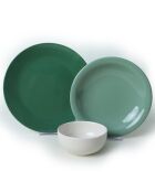 groen/witte keramische dinerset - 18 stuks