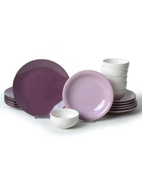 Service de table en céramique multioclore - 18 pièces