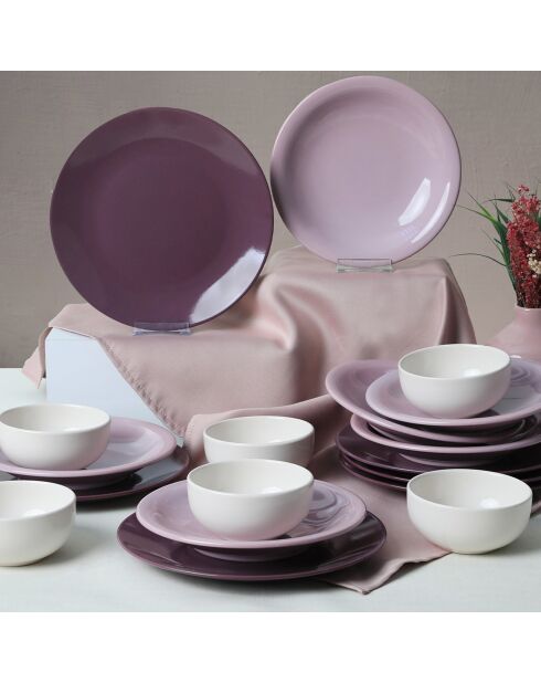 Service de table en céramique multioclore - 18 pièces