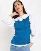 Pull sans manches en Maille mélangée Fido bleu moyen