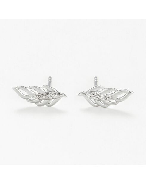 Boucles d'oreilles Feuillage Diamants 0.005 ct or blanc