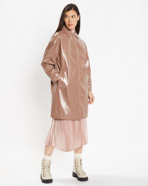 Imperméable aspect Vinyle Geros marron glacé