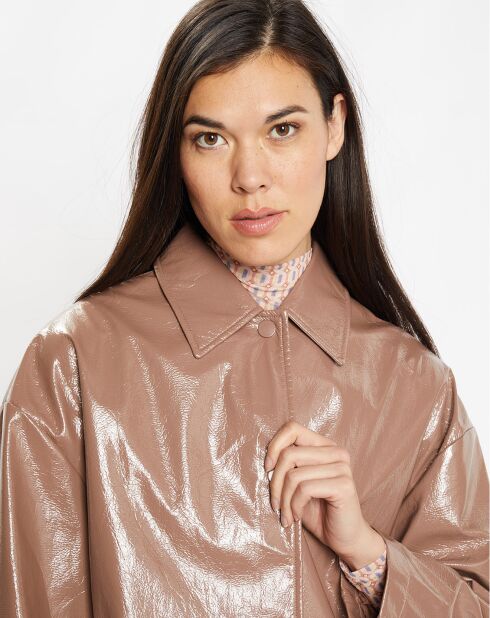 Imperméable aspect Vinyle Geros marron glacé