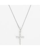 Pendentif Croix Brillante Diamants 0.1 ct or blanc