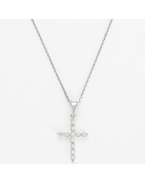 Pendentif Croix Brillante Diamants 0.1 ct or blanc