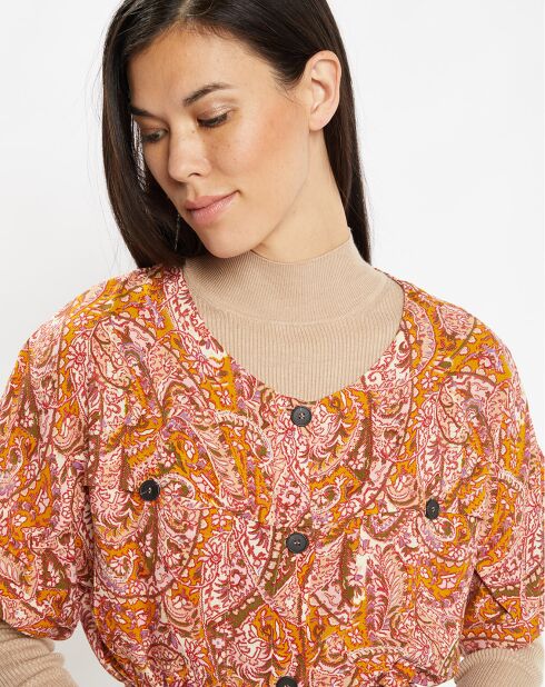 Robe fluide boutonnée Roxane imprimé fantaisie multicolore