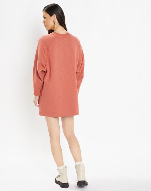 Sweat droit et long en Coton Lenny rose foncé