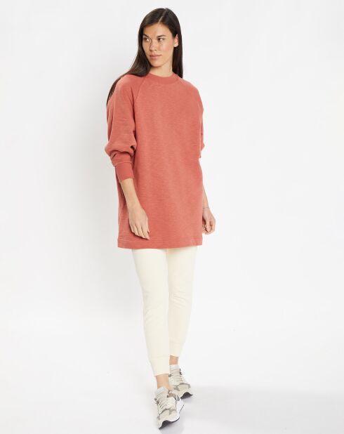 Sweat droit et long en Coton Lenny rose foncé