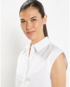 Chemise sans manches en Popeline de Coton Push blanche