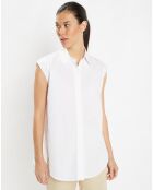 Chemise sans manches en Popeline de Coton Push blanche