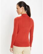 Pull en Maille stretch de fibres Ecovero® Bya rouge foncé