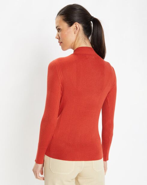 Pull en Maille stretch de fibres Ecovero® Bya rouge foncé