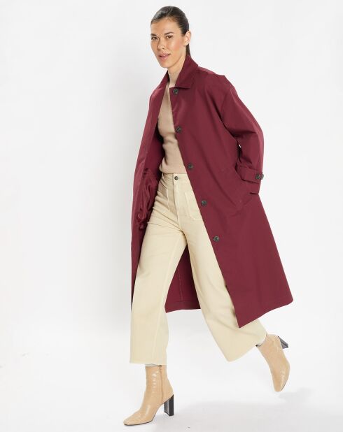 Imperméable long et oversize en Coton bio Louis bordeaux